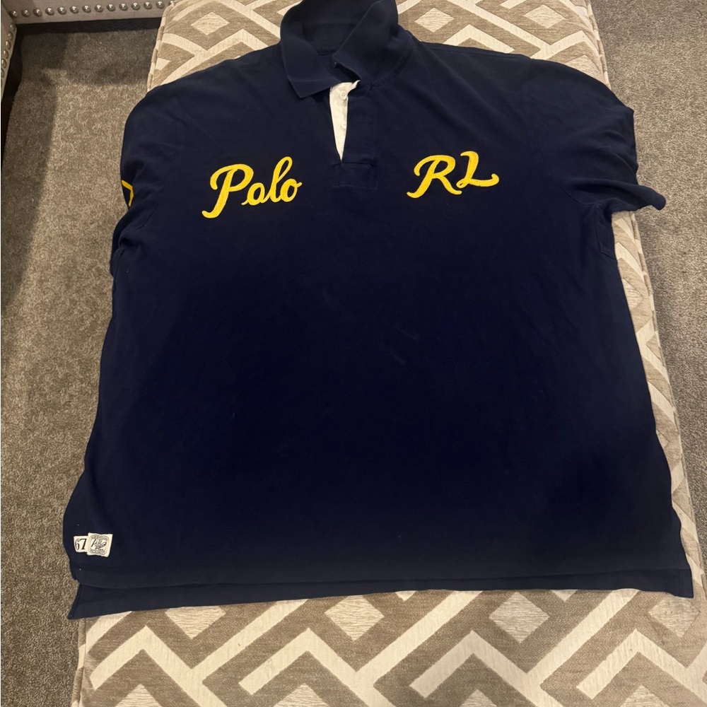 Polo by Ralph Lauren Navy Polo with Yellow Script